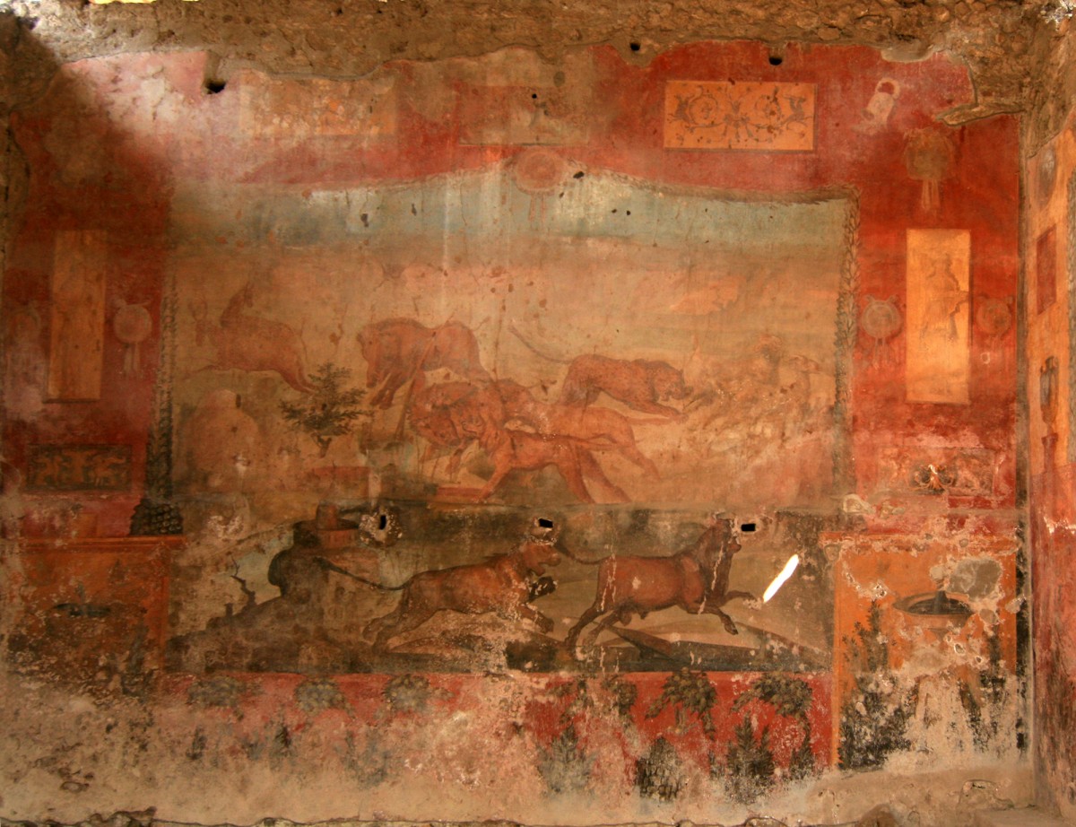 A fresco from Pompeii depicting wild animals. 