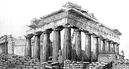 The Parthenon as a church, east end. Restored drawing by M. Korres. 