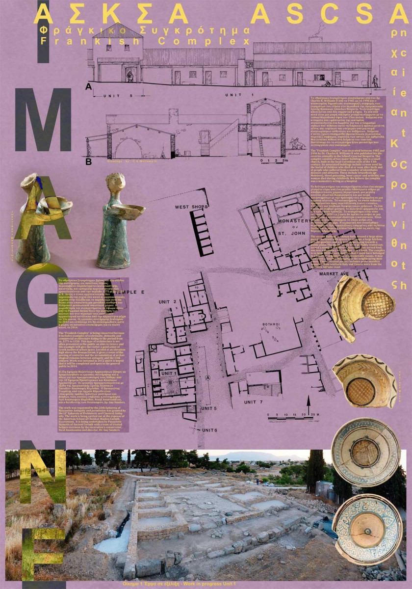 Corinth's poster entry for the exhibit on the subject of the conservation work of the Frankish area. 