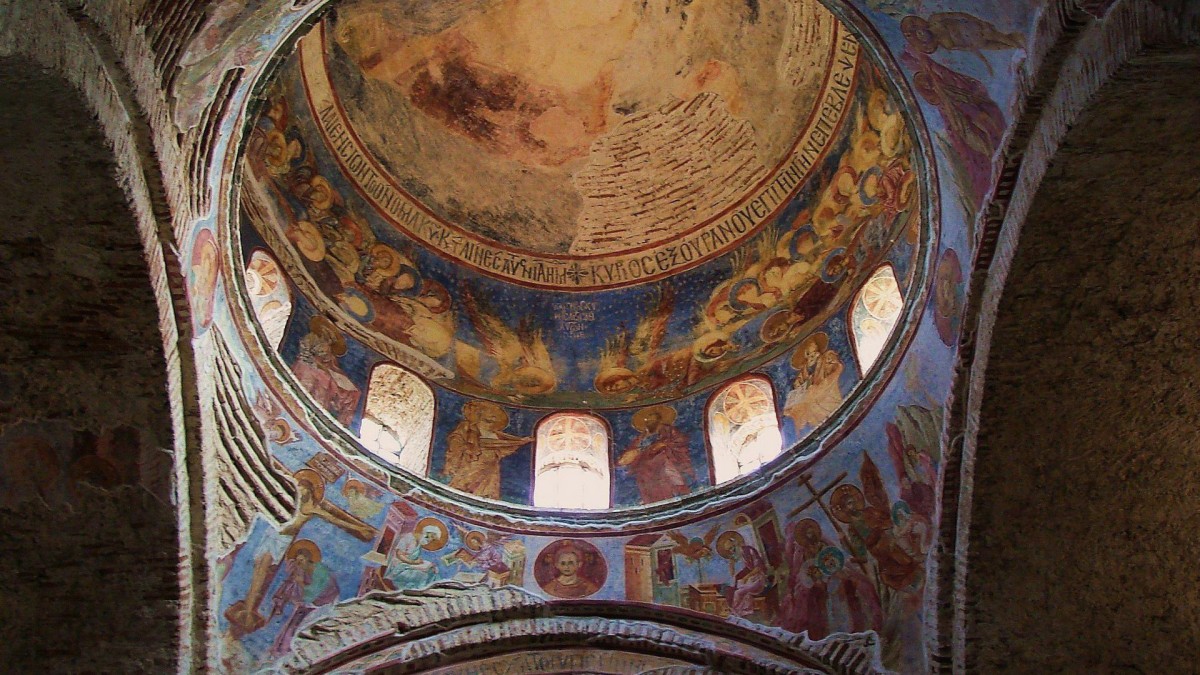 Inside view of the dome in Hagia Sophia, Trabzon. 13th century AD. 