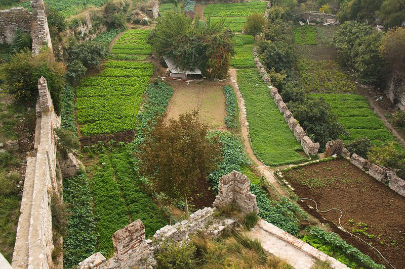 Yedi Kule. Gardens near Byzantine walls.