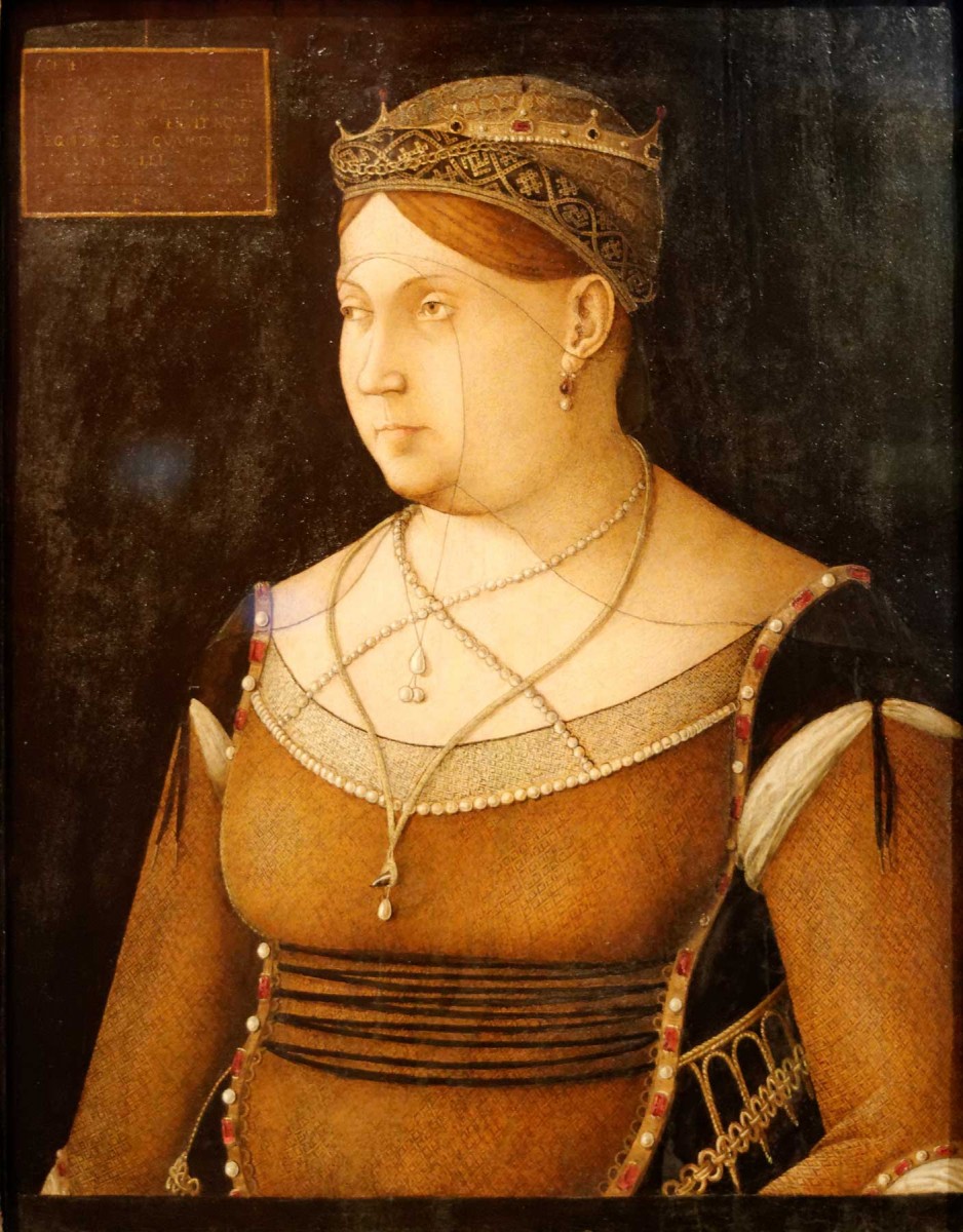 Caterina Cornaro, Queen of Cyprus, one of the most famous Renaissance-Early Oil Paintings painted by Italian painter Gentile Bellini.