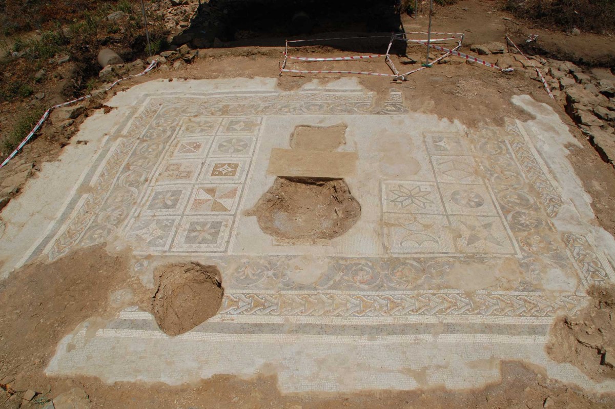 A mosaic in southern Turkey is believed to have been the floor of a Roman temple. (Michael Hoff, UNL)