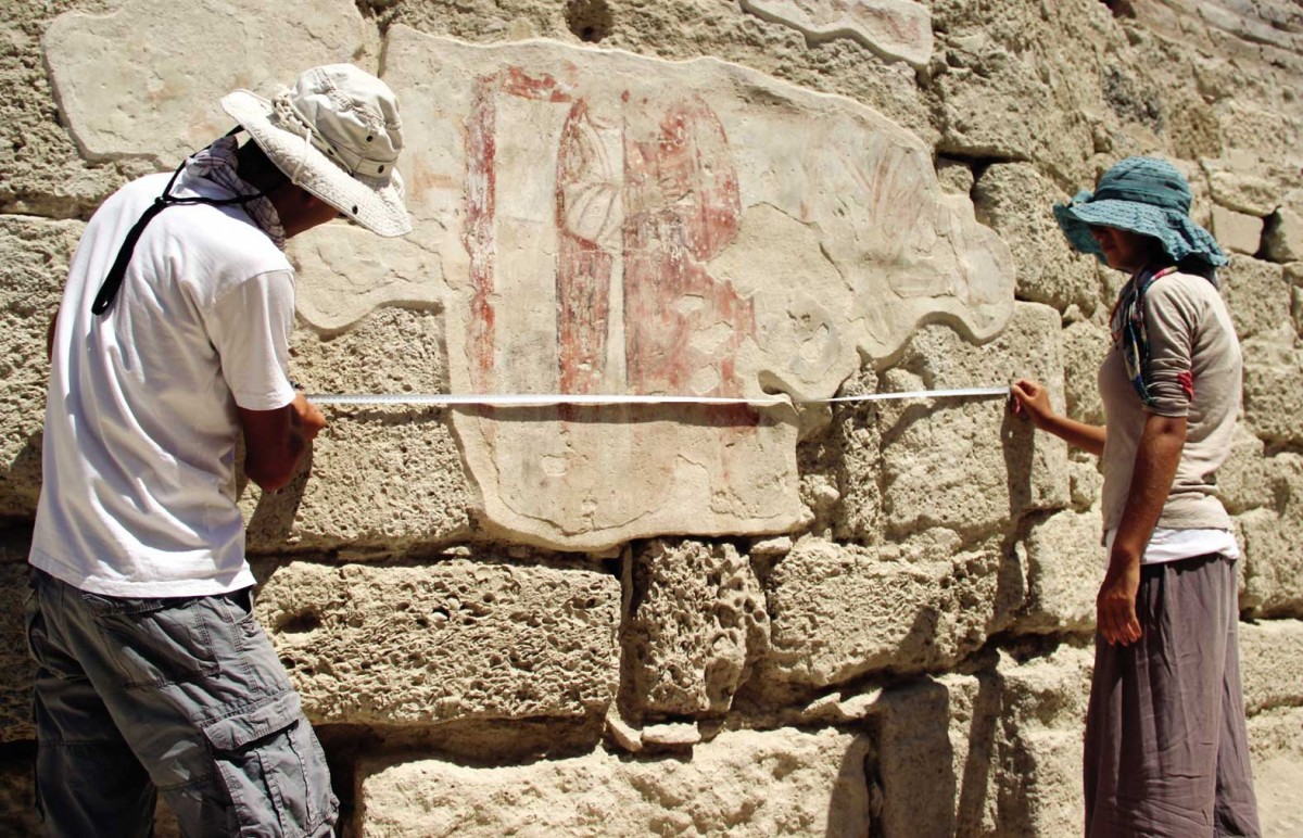 The Byzantine church found in Tripolis in 2013. Its roof will be covered with wooden material. AA photos. 