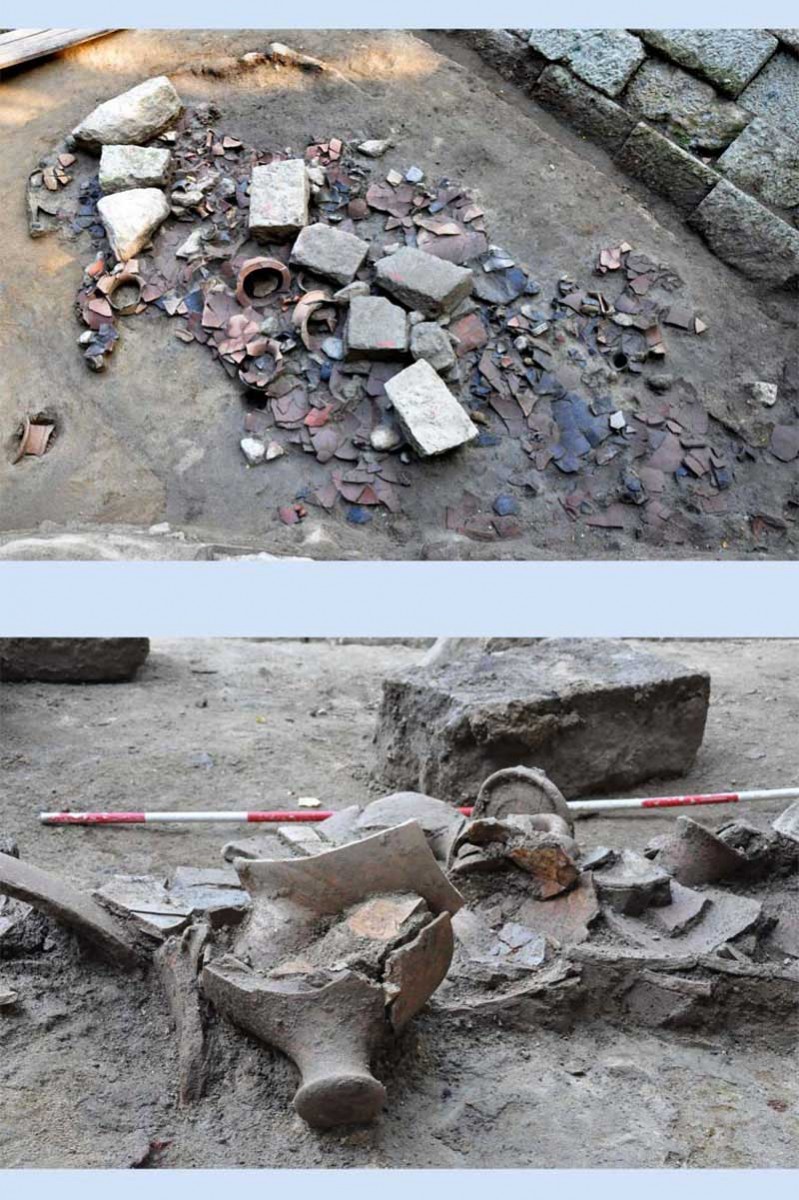 Concentration of pottery (pithoi, hydriai, amphorae).
