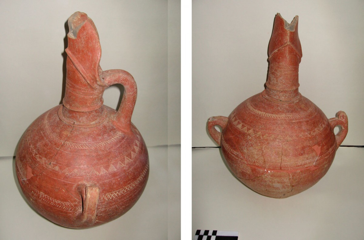 Fig. 31. Middle Bronze Age hydria with added red slip (erythrepichristi) decorated with incision and relief motifs (Trench 3).