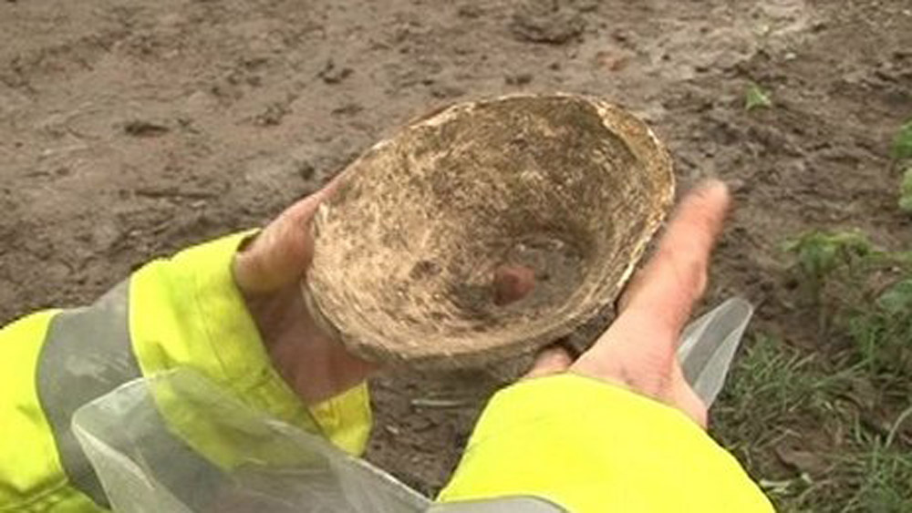 Roman pottery found at Newborough, UK. Photo: BBC.