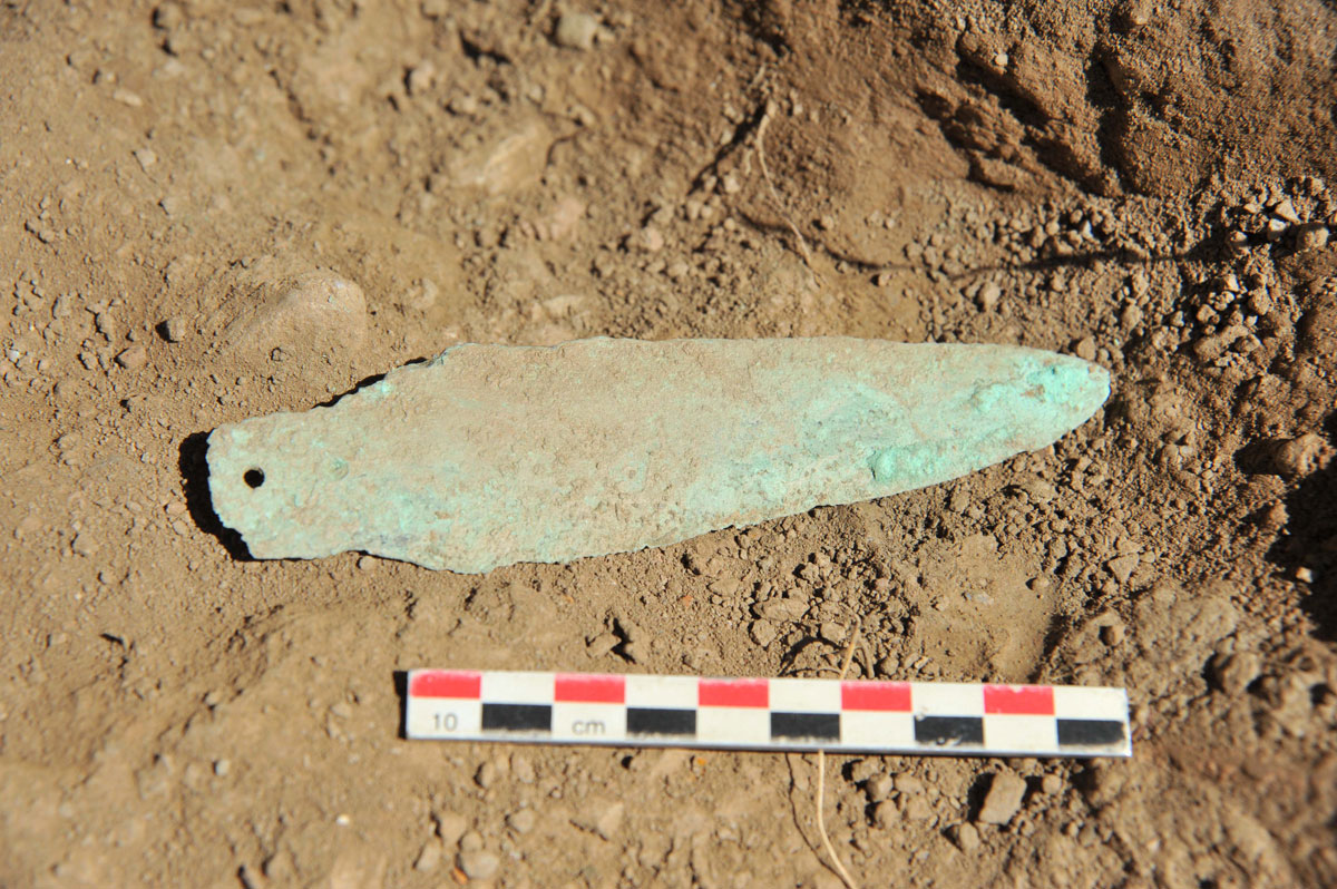 Fig. 17. Bronze dagger fallen from the upper storey of Room 49.