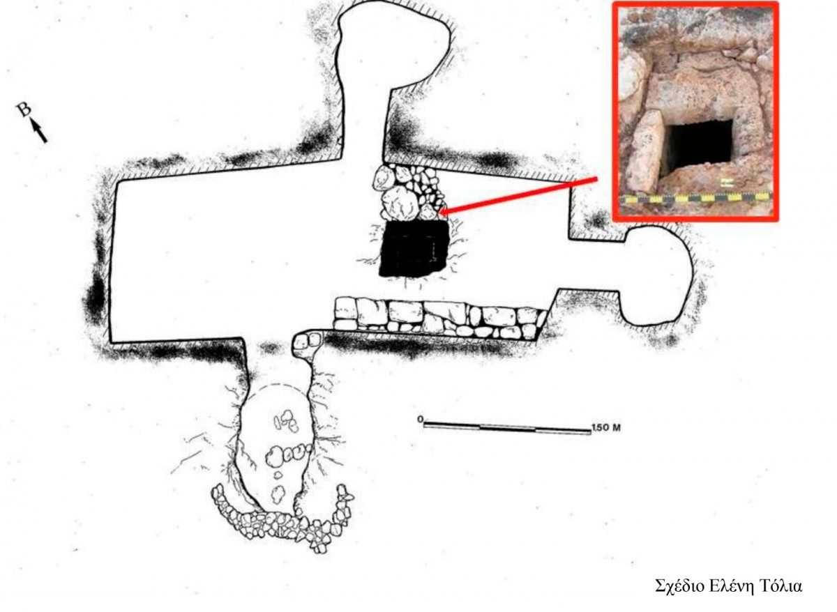 Fig. 36. Plan of the “Prison”. In the frame is visible the exit of the skylight on the ground. 