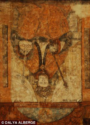 Mural depicting Henry VIII, viewd upside down and showing the Devil. Milverton UK, 1530-1540 AD. Image: Dalya Alberge.