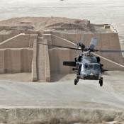 Archaeologists with bodyguards in Iraq