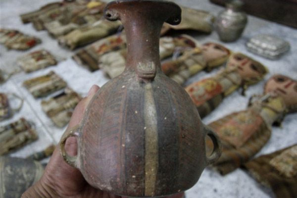 180 antiquities were found in St. Blas, Cuzco, Peru. Photo: Andina.