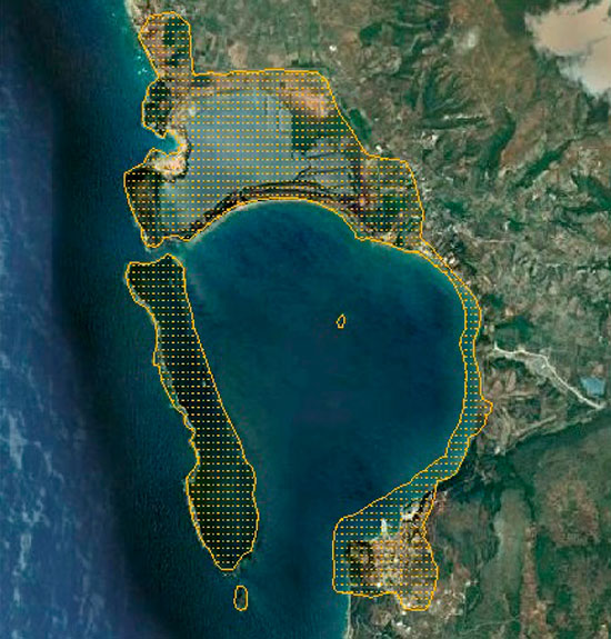 Fig. 3. Setting the boundaries of the surveyed region. Source: Google Earth (6.1.2012) processed by the author.