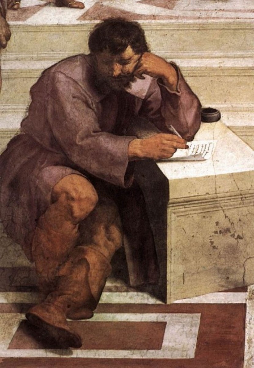 The School of Athens by Raphael (detail: Heraclitus, in the image of Michelangelo), 1509. 