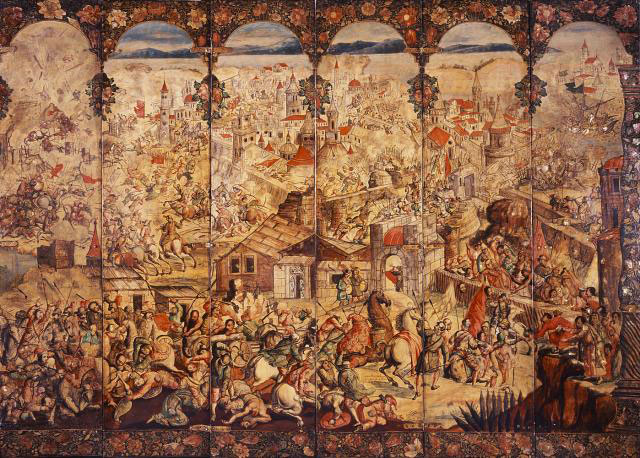 The section of the screen now in the Brooklyn Museum, New York, tells the story of the siege of Belgrade on 6 September 1688. (Photo credit: Arts Journal)