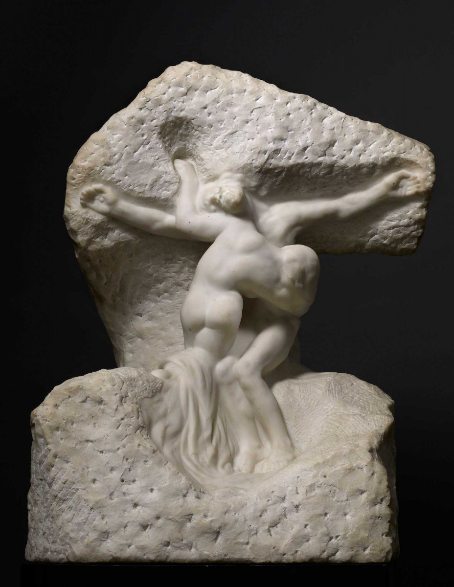 Christ and Mary Magdalene (1908), Auguste Rodin (French, 1840-1917). Marble, H. 109.2 , W. 85.1, D. 78.8 cm (H. 43, W. 33 1/2, D. 31 in.). Photo Daniel Katz Gallery, London. J. Paul Getty Museum, Los Angeles. 