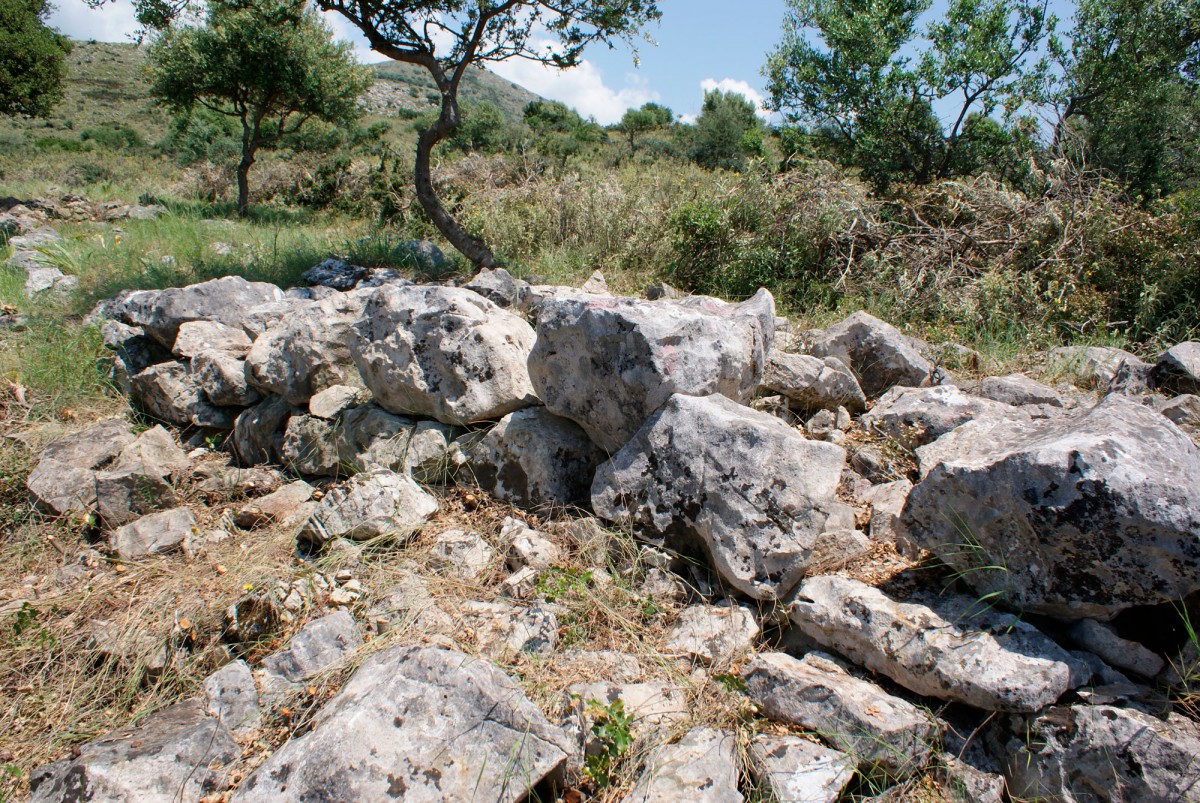 Fig. 4. Fortification of Treis Ekklesies. Detail of wall along hill NE of today’s highway of Antirrioν-Ioannina.