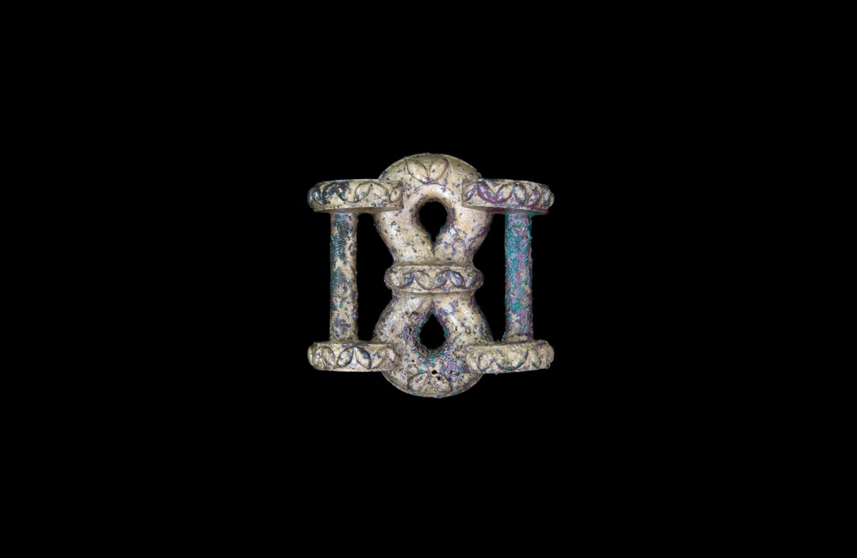 Fig. 6. Detail of strap junction showing decoration. Credit: University of Leicester. 