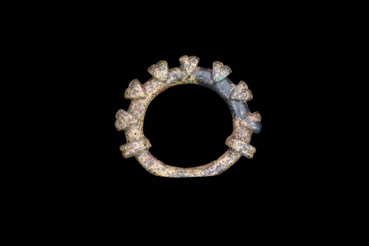 Fig. 8. Details of one of the large terret rings showing the ‘lipped’ decoration. Credit: University of Leicester. 