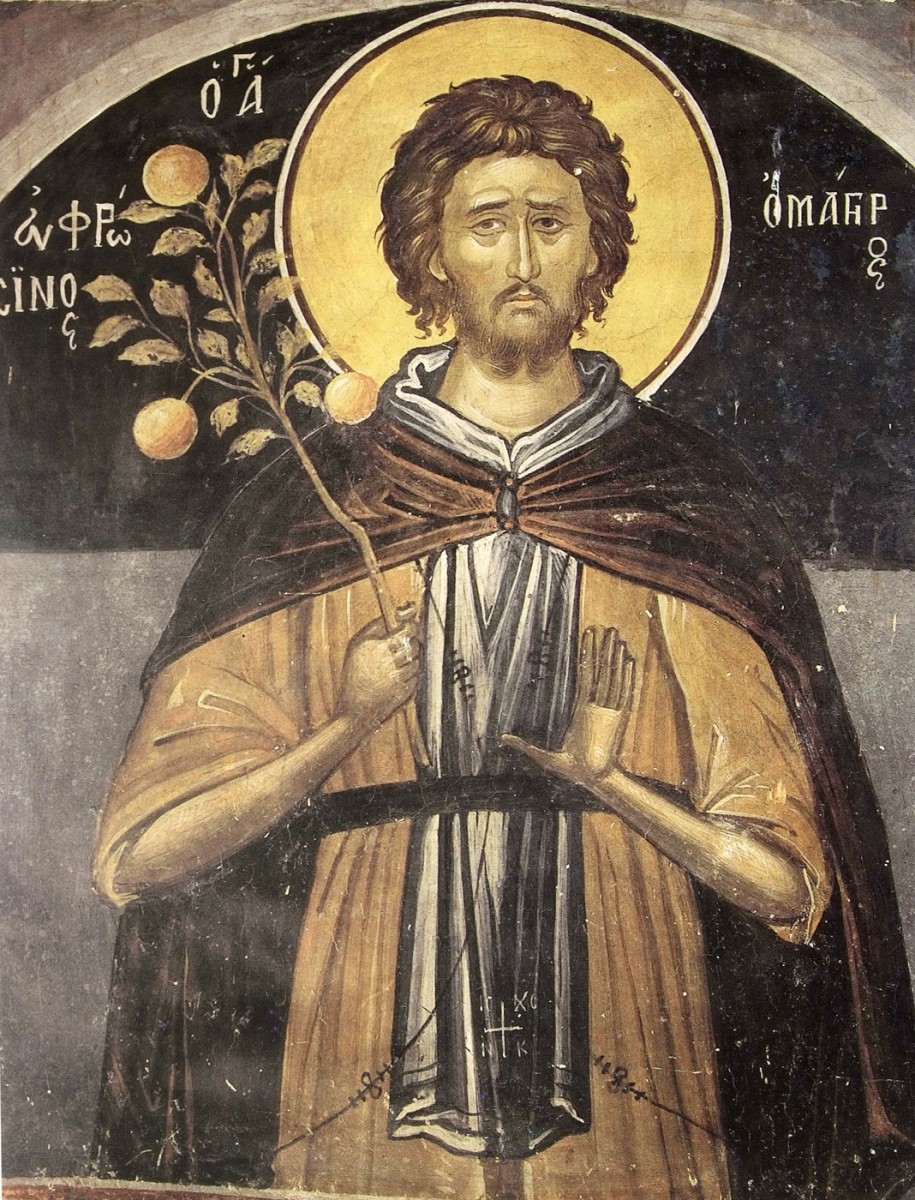 Fig. 2. “St Eufronios, the cook” (wall painting from the Monastery of St Nicolas Anapausa), Σοφιανός/Τσιγαρίδας (2003), p. 314.