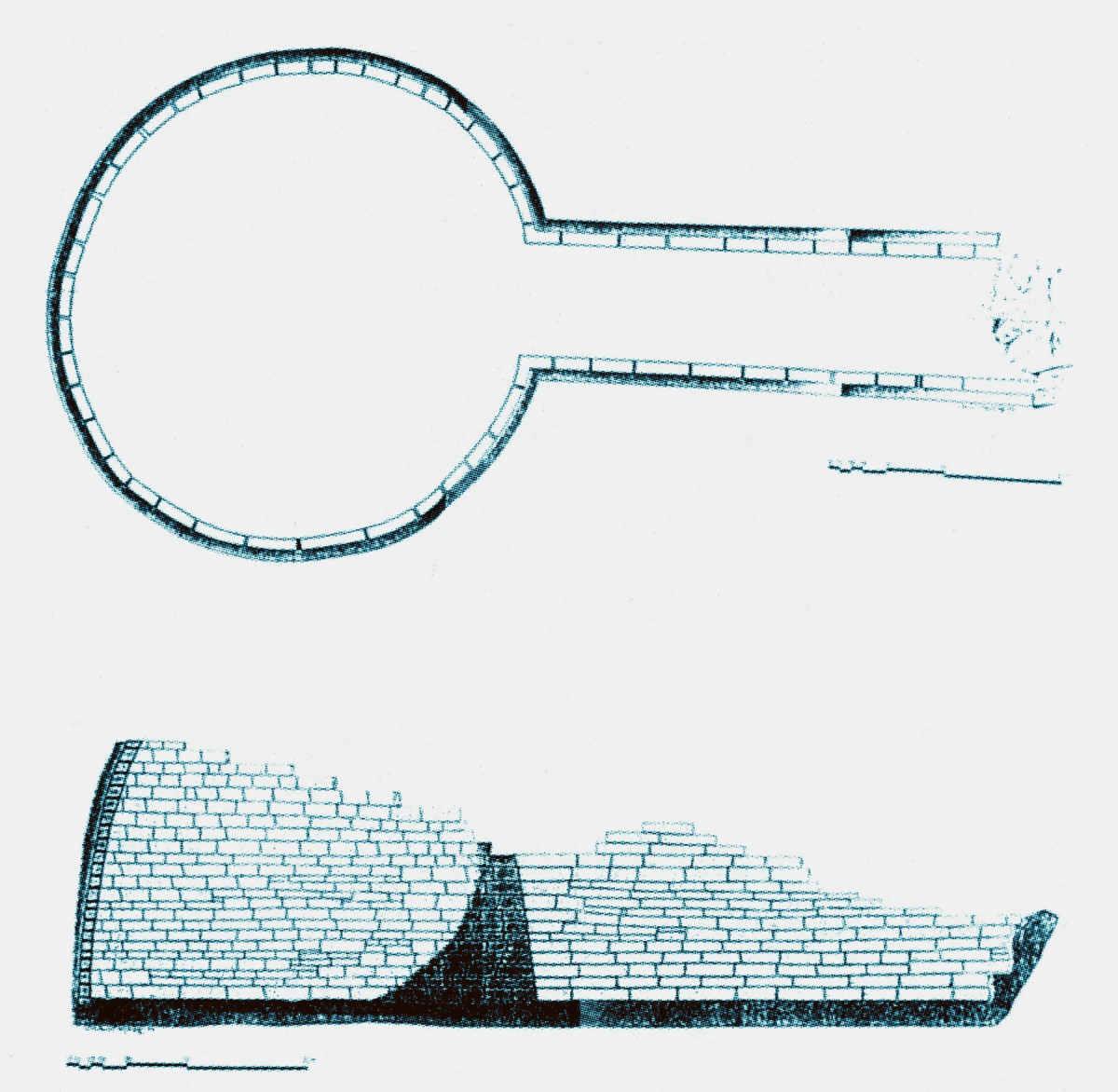 Fig. 3. Groundplan and section of the tholos tomb at Kiperi in Parga. (Source: Th. Papadopoulos)