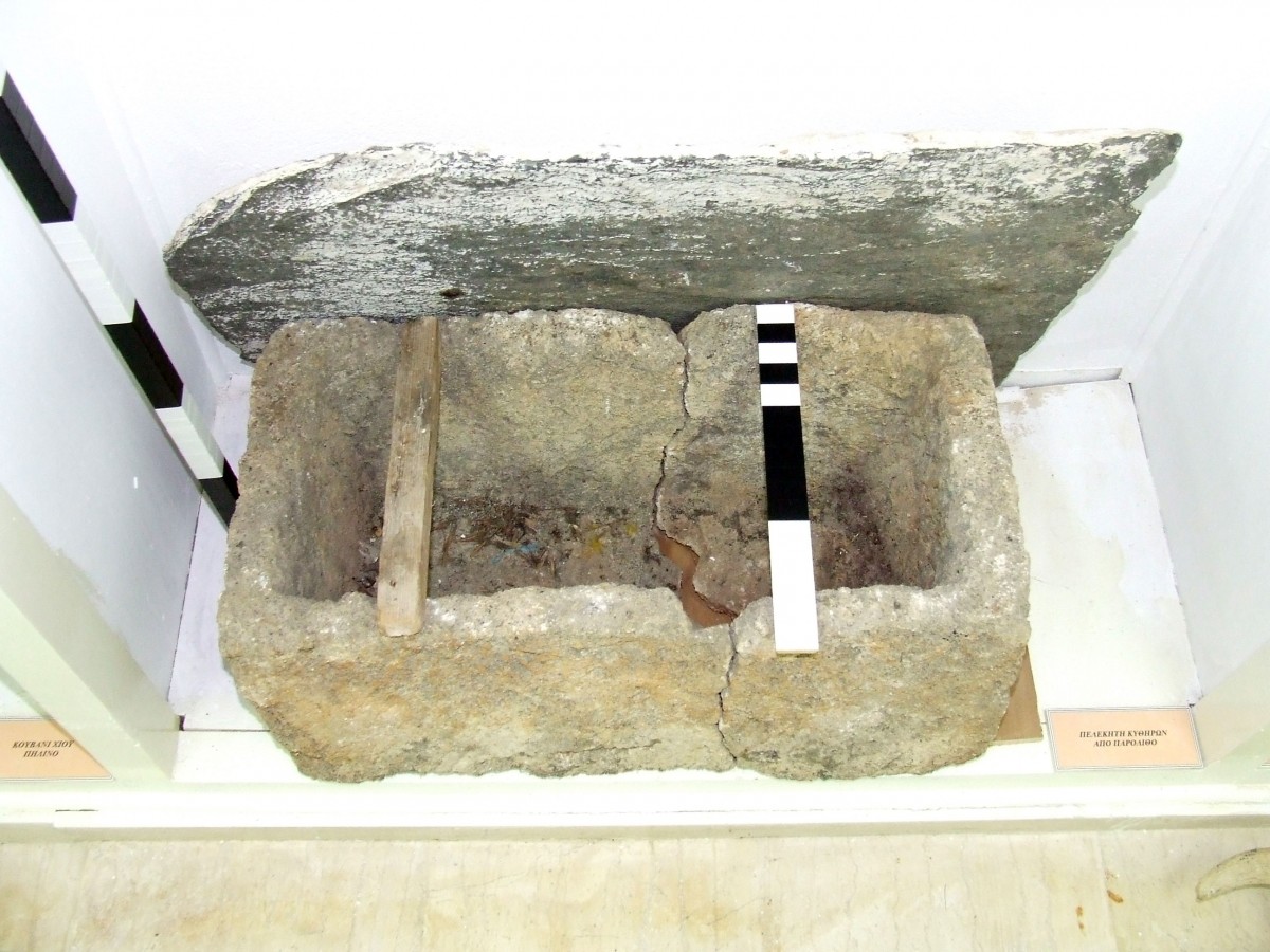 Porous stone beehive with movable-comb, found on Kythira.