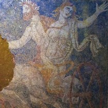 Persephone’s abduction by Pluto is depicted on the mosaic