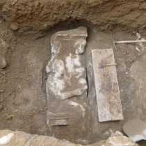 Attic funerary stele found at Kerameikos