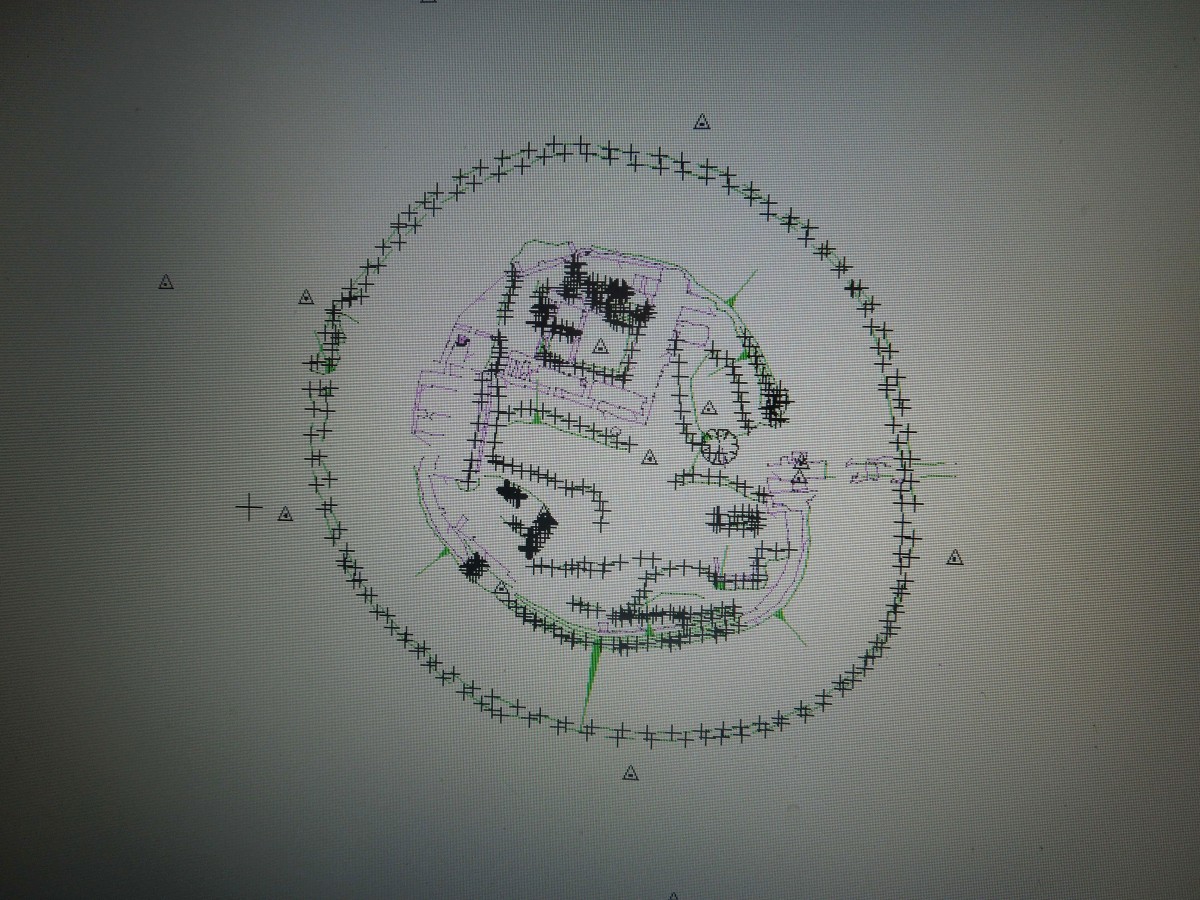 Topographic plan of the inner bailey of Old Sarum and the surrounding DItch. Photo credit: Survey at Old Sarum in 2014.