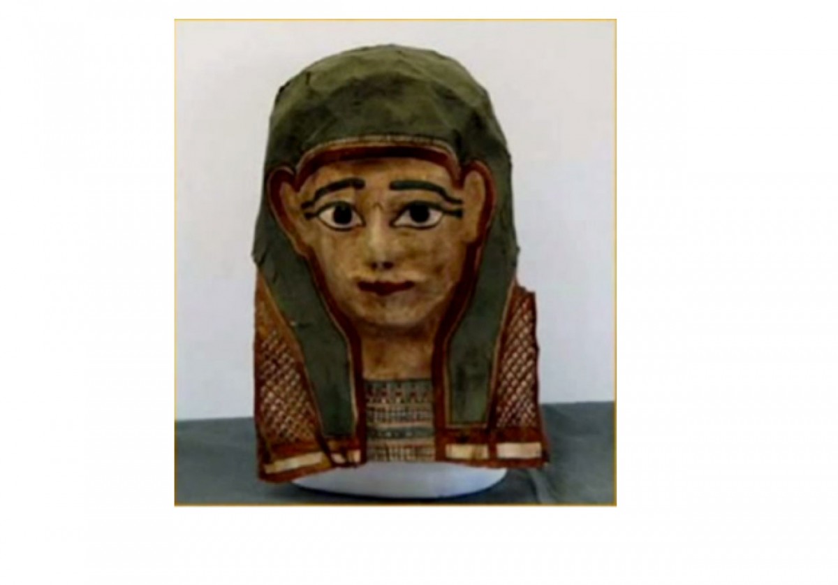 One of the masks used to extract papyri with ancient texts.