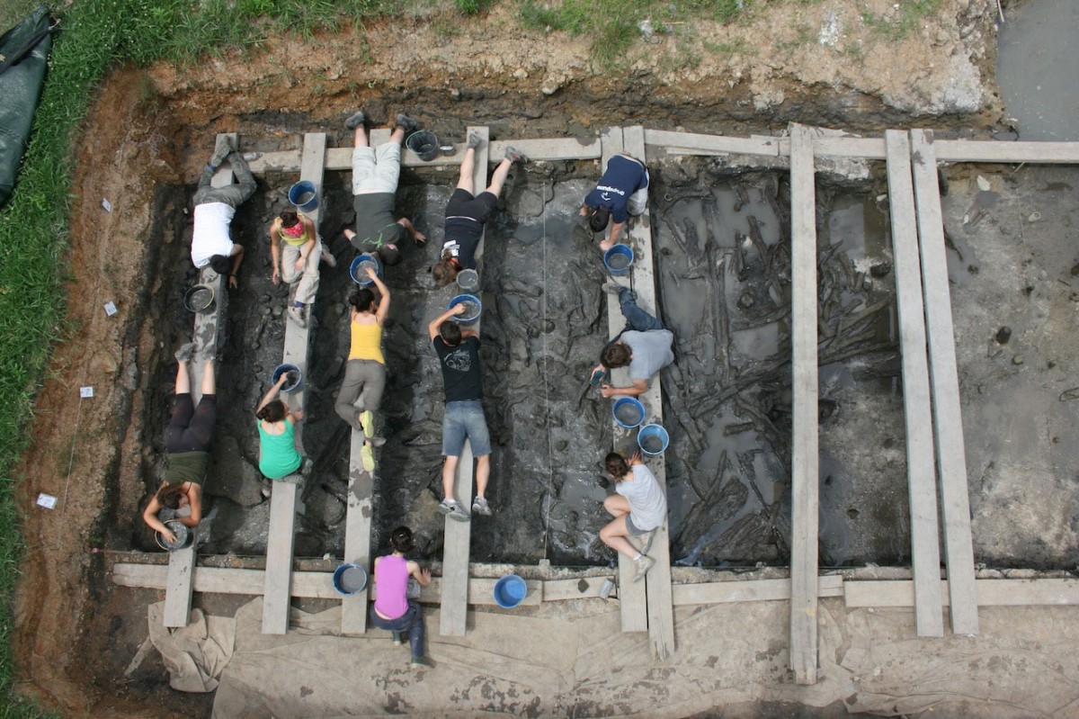 View of the excavation process at the Neolithic site of La Draga.