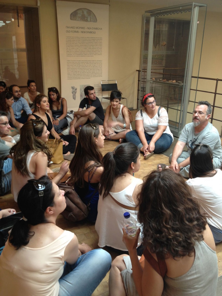 Fig. 2. Educational visit to the Byzantine and Christian Museum by undergraduate Archaeology students from the National and Kapodistrian University of Athens as part of a seminar on Museology (Photography Archive of M. Mouliou).