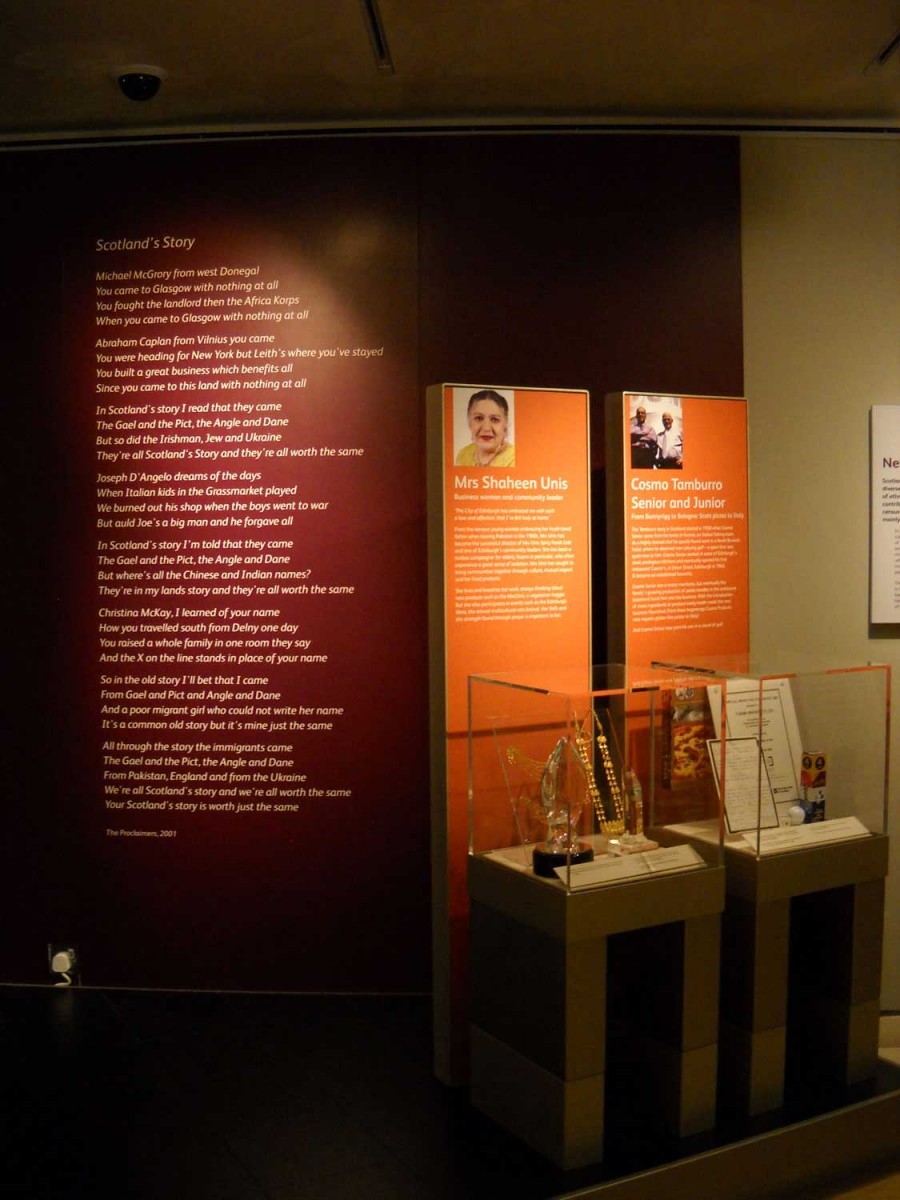 Fig. 6: National Museum of Scotland: the section on the history of immigration, Edinburgh. Photo: A. Bounia.