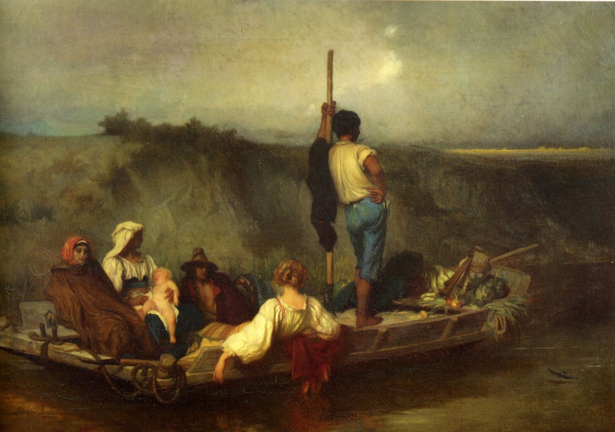 La Malaria (1850-1851), oil on canvas by Antoine Auguste Ernest Hébert (1817-1908), who spent nearly 30 years in Italy. Hébert’s painting conveyed admirably the melancholy of diseased country people and the blurring pestilential environment where they lived. The mala aria (bad air) can be indeed perceived in the painting, one of the best-known works of the artist. 