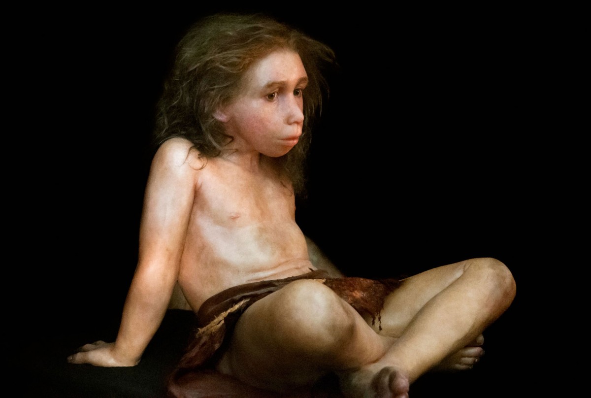 Graphic of a Neanderthal child reconstruction. © PS Plailly/E Daynes/Science Photo Library.