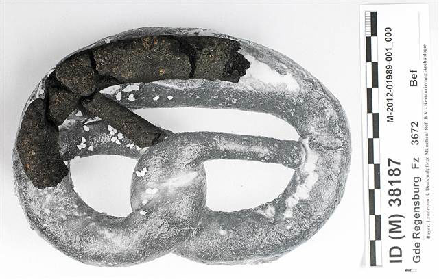 A photograph of the 250-year-old pretzel.