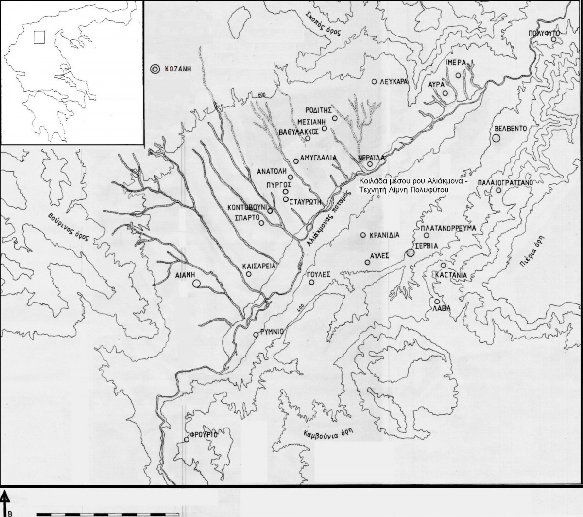 Fig. 3. Map of the region. Copy of the respective maps of the Geographic Service of the Hellenic Army, published in 1970.