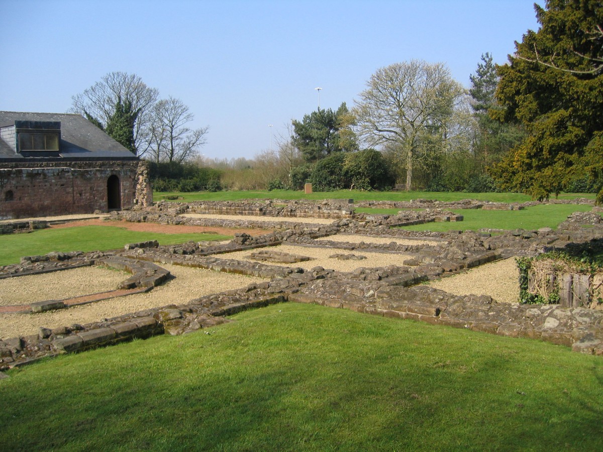 Norton Priory Museum and Gardens: Foundations of the monastic buildings and the back of the museum.