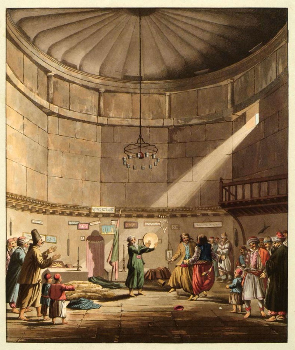 Dance of the Derwisches in the Tower of the Winds. Source: Edward Dodwell, Views in Greece (London, 1819).