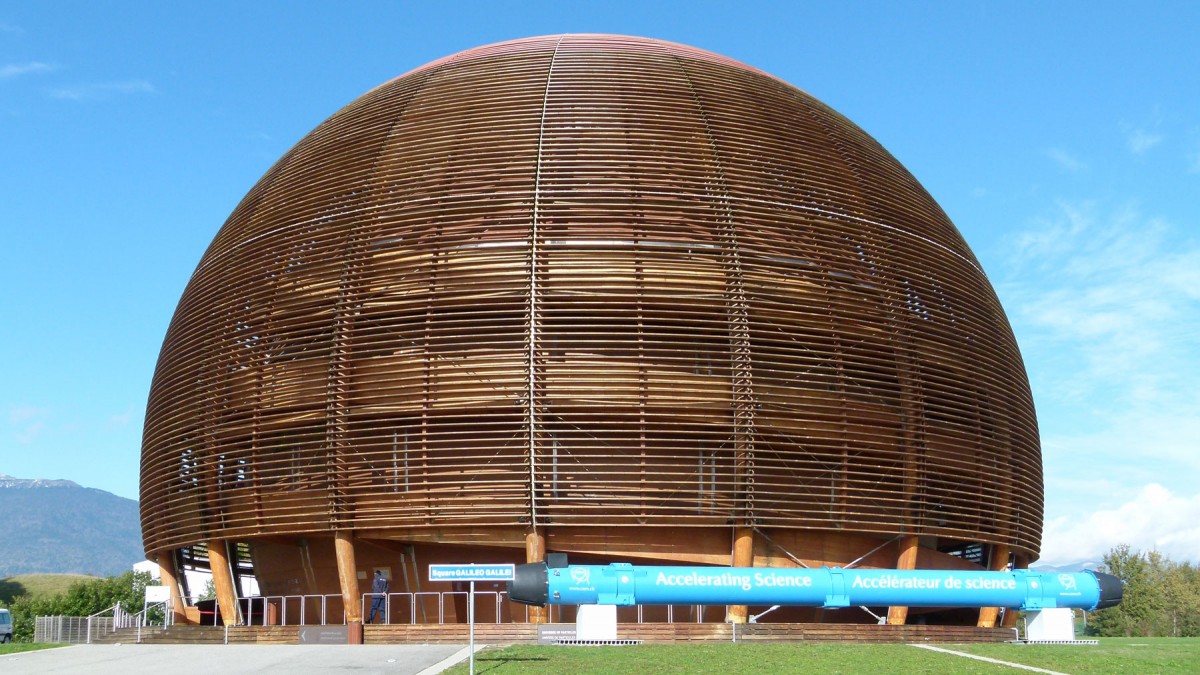 The Globe of Science and Innovation, or “wooden dome”, a landmark of CERN, was originally built for the 6th Swiss national exposition, the Expo.02, and moved to its current location in 2004. 
