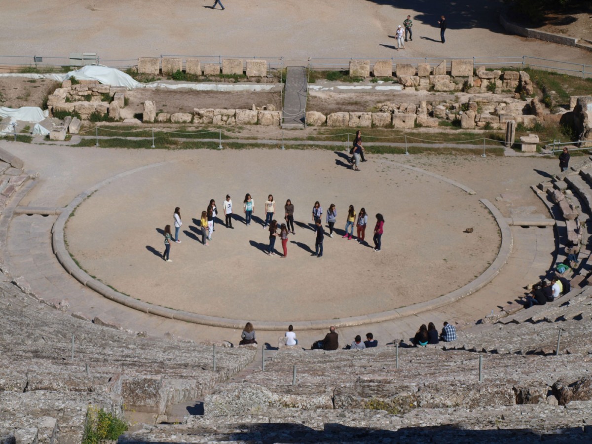 Fig. 2. Rehearsing in the ancient theatre of Epidaurus.