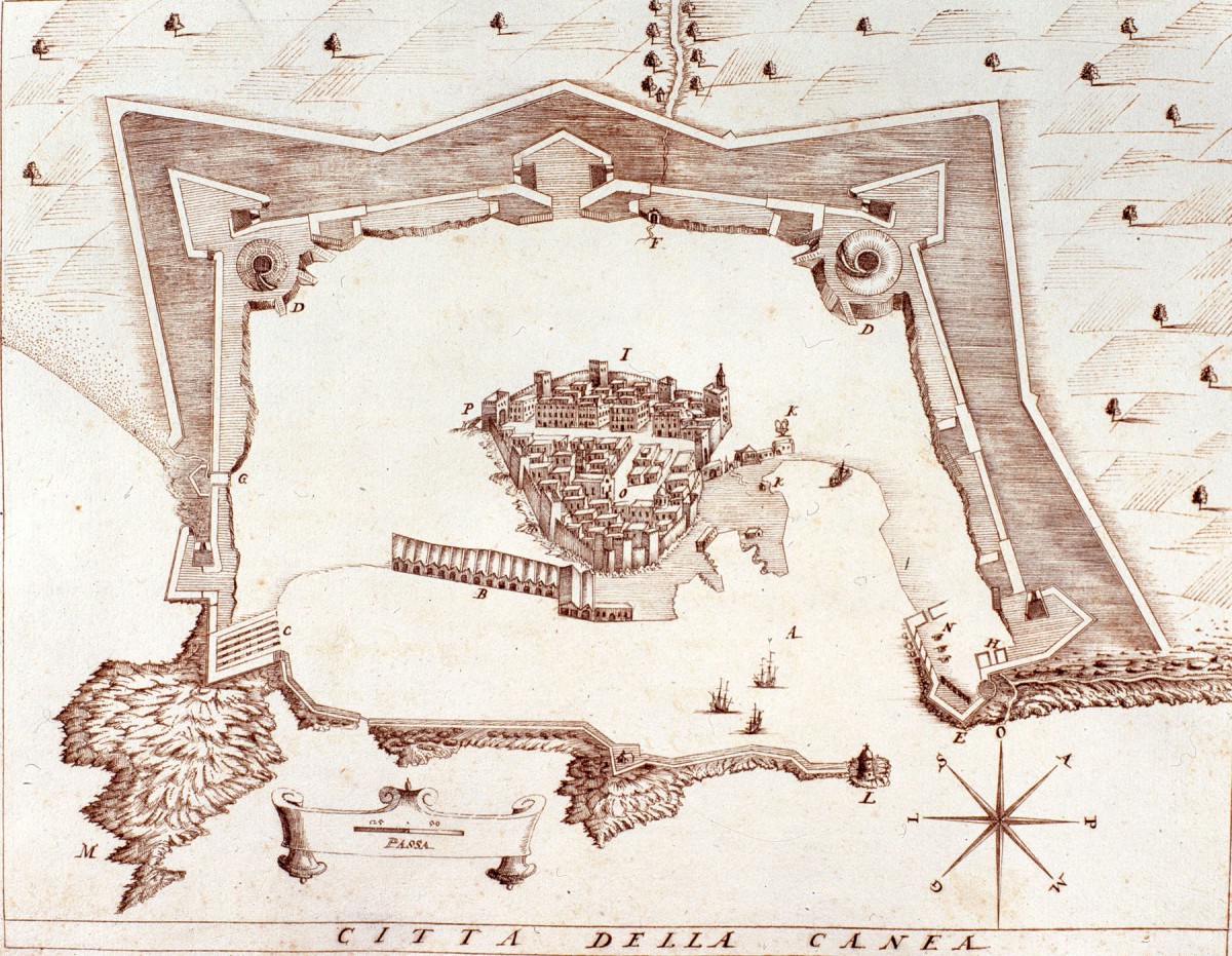 Fig.3. The Chania citadel and the bastion fortifications (H. Nanni 1612).