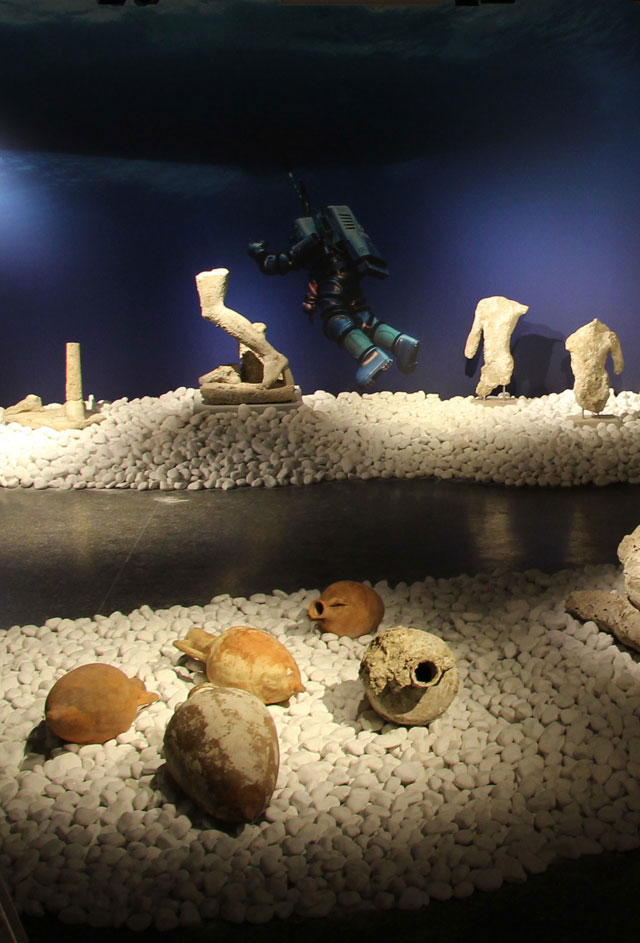 View of the exhibition “The Sunken Treasure - The Antikythera Shipwreck”, on show at the Antikenmuseum Basel, in Switzerland.