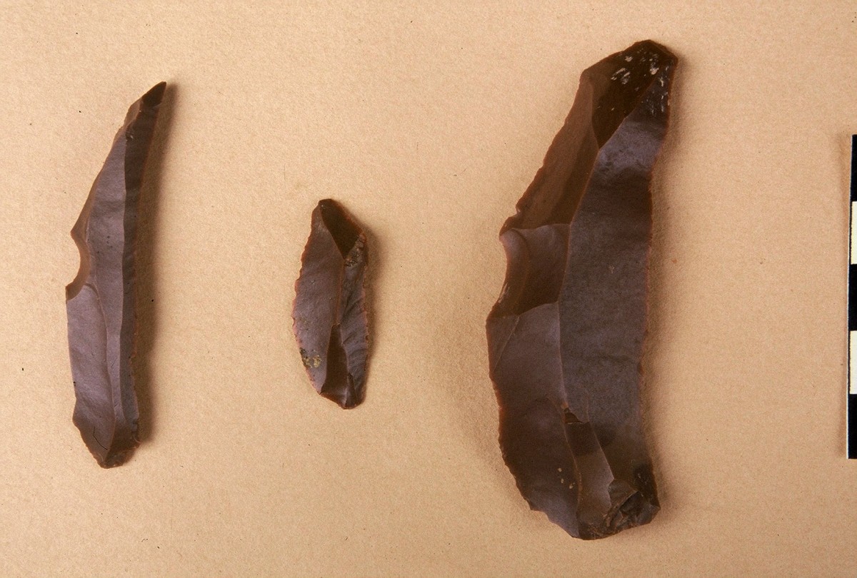 Fig. 13. Blade shaped tools of flint from the Upper Palaeolithic.