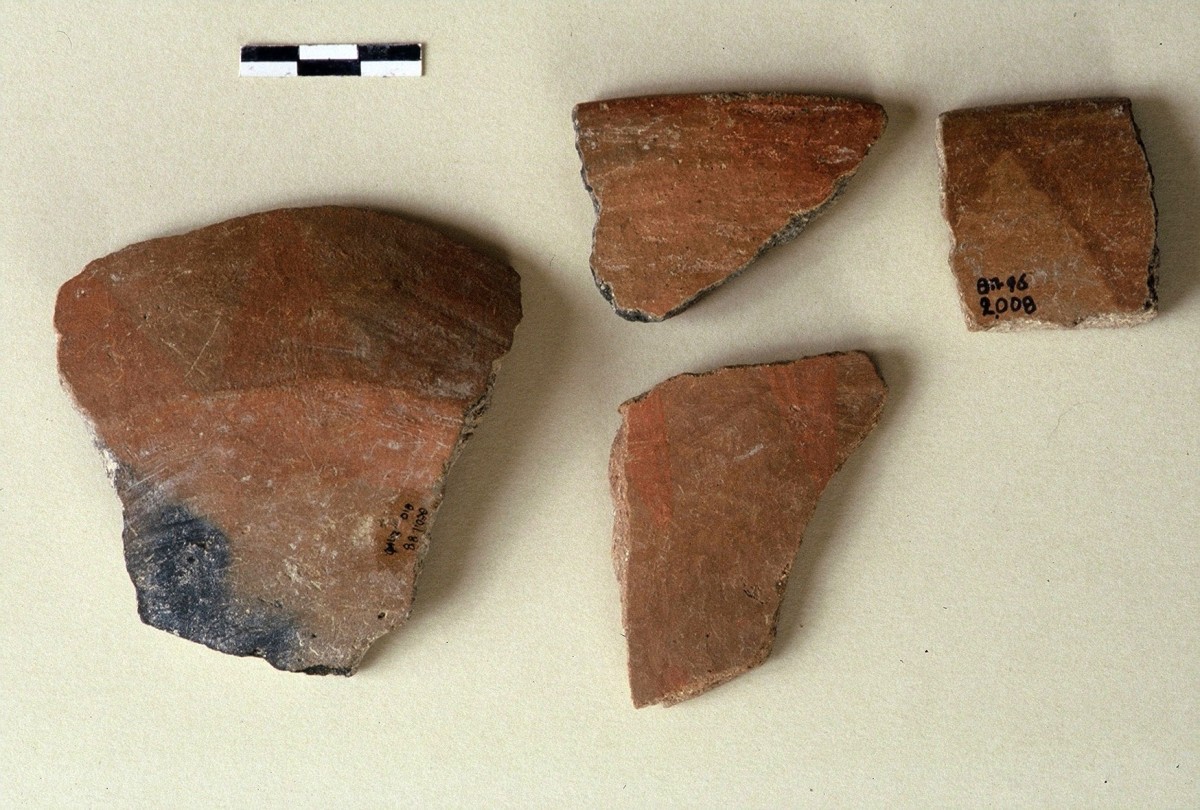 Fig. 16. Early painted pottery fragments from the Upper Palaeolithic. 