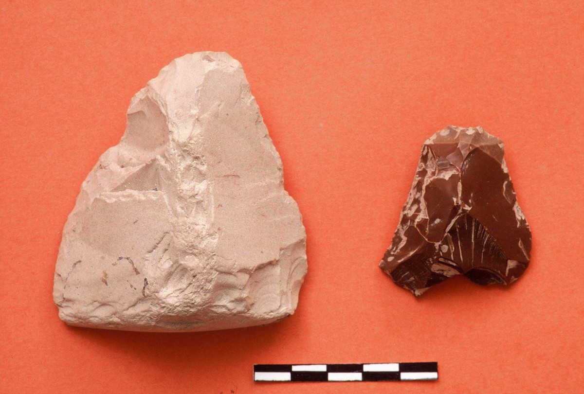 Fig. 3. Stone tools probably made of flint, found in the deeper silt of the cave’s rocky bottom.