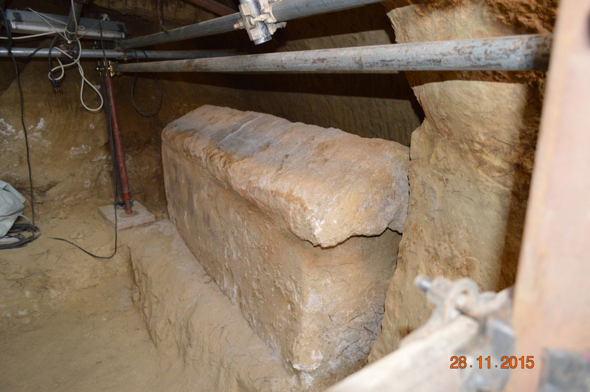 A stone sarcophagus from inside the tomb. Photo Credit: Superintendency of Archaeology of Umbria.