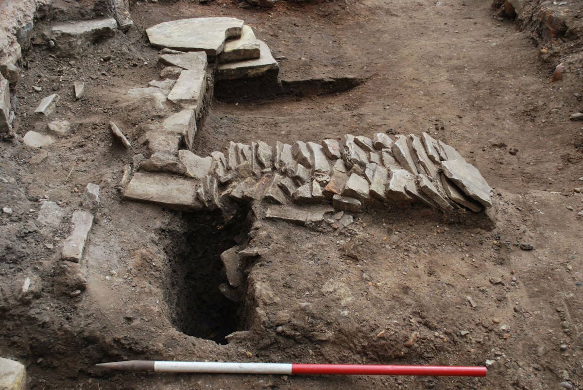 Archaeological features found beneath the courtyard at the back of Nash House. Photo Credit: Shakespeare Birthplace Trust.