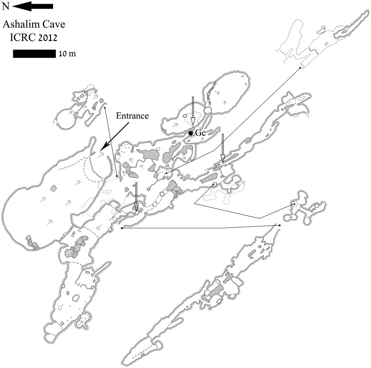 The plan of Ashalim Cave with the location of the lead object marked by a dot. Photo Credit: PLOS ONE.