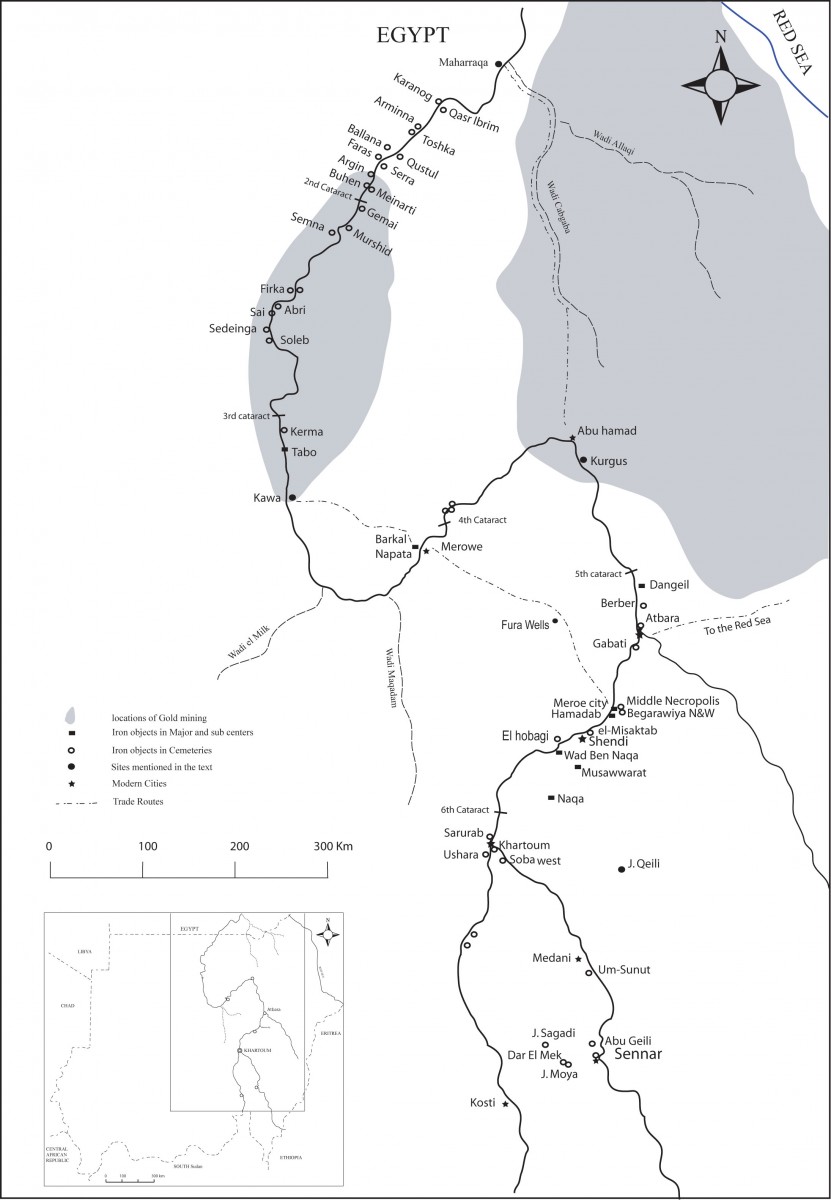 Map 1. Location of the Meroitic state, local resources and exchange system.